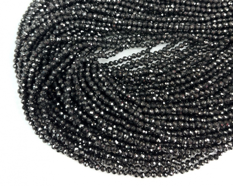 Бусины Циркон натуральный ювелирной огранки размер 2мм цвет черный Черный