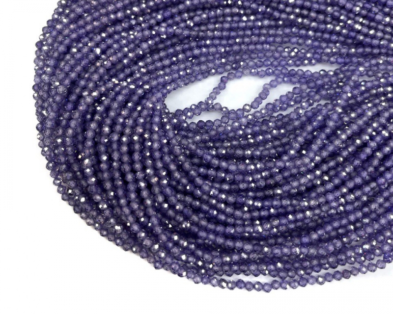 Бусины Циркон натуральный ювелирной огранки размер 2мм цвет фиолетовый Фиолетовый