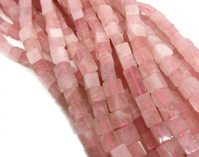 Бусины Кварц розовый мраморная форма кубик размер  8мм 8 мм Розовый