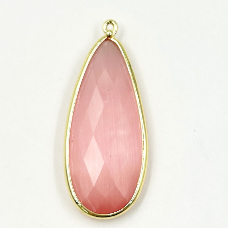 Кулон с кошачим глазом размер 15*37мм цвет золото