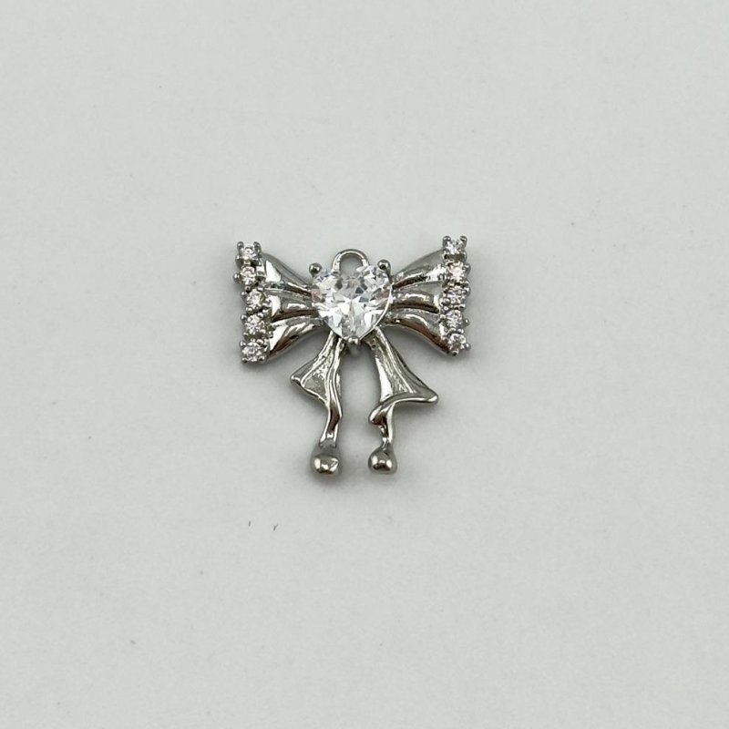 Подвеска Бантик размер 14*23мм цвет серебро