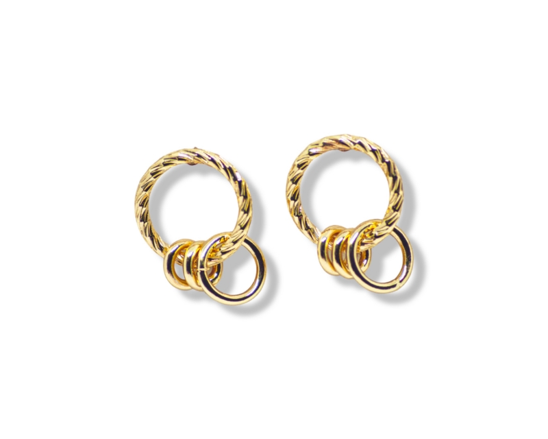 Швензы-серьги кольцо с тремя элементами цвет золото 16мм Золотой